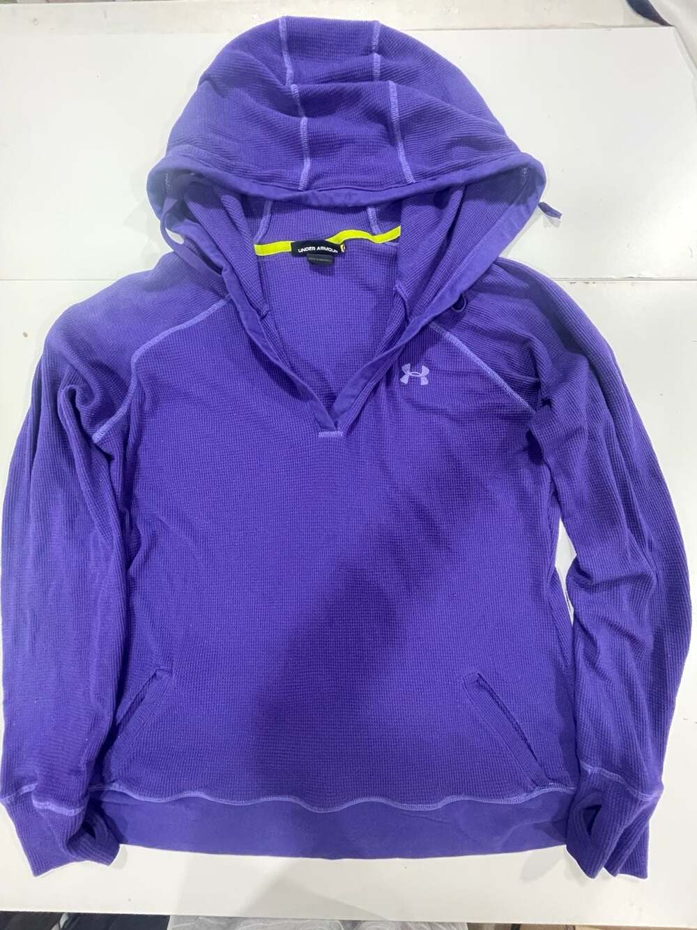 Under Armour Women's Purple Waffle Knit Thermal Hoodie Pullover, Size XL 19